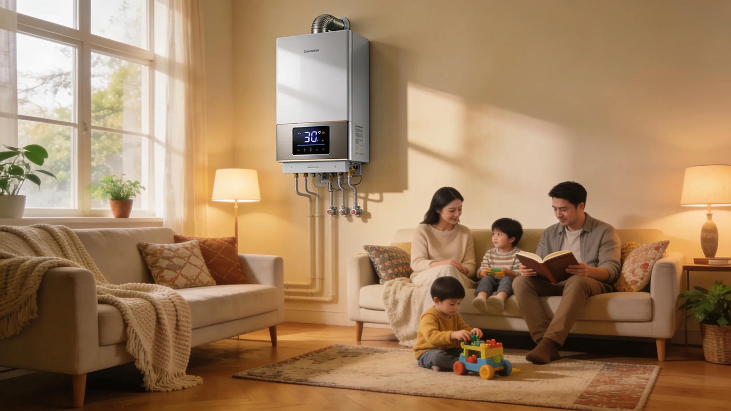 Cozy living room showcasing an energy-efficient HVAC system, emphasizing comfort and efficiency